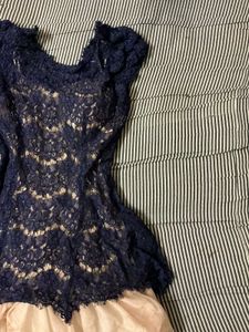 Navy Lace Layered Dress