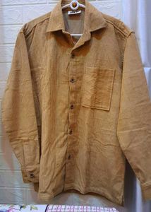 Corduroy Button-Up Beige Shirt