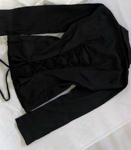 Black Lace-Up Top