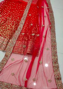 Red Heavy Embroidery Sequence Work Lehenga Choli.