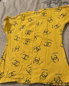 Yellow &#39;Decode&#39; Graphic Tee