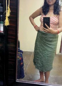 Wrapped Straight Skirt &amp; Stripe Top