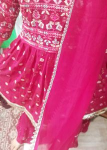 Pink Embroidered Anarkali frock.
