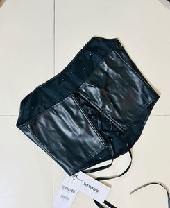 Size L - Leather Jacket With  Lace Up Tube Top