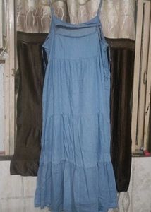 Chic Blue Denim Tiered Maxi Dress