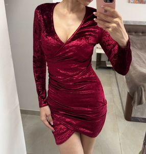 Maroon Velvet Party Dress, size S