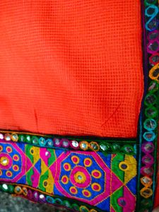 Orange Embroidered Saree