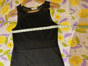 Mesh Panel Black Mini Dress