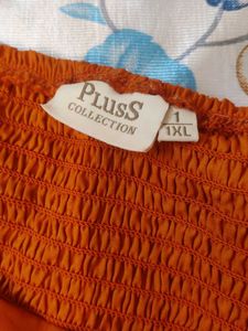Orange Puff Sleeve Mini Dress