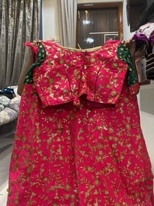 Pink &amp; Gold Embroidered Lehenga