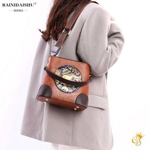 Embroidered Leather Handbag