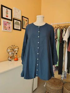 Blue Embroidered Sleeve Co-ords Set