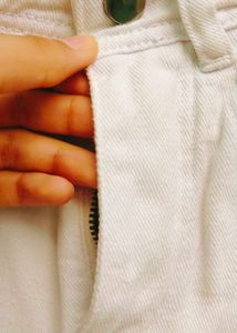 White straight leg jeans