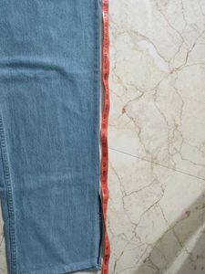 Wide Leg slit cut Jeans