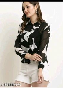 Abstract Sheer Button-Up
