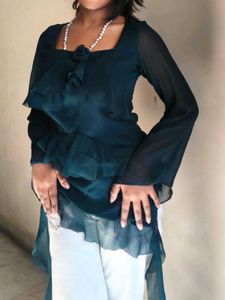 Elegant Sheer Ruffle Top