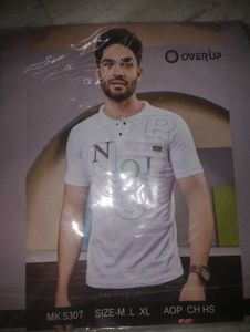 Overup White Polo - Size M Premium Quality 🙇🏻