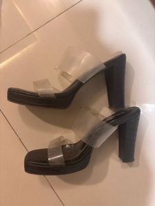 Black Clear Strap Block High Heel Marc Loire