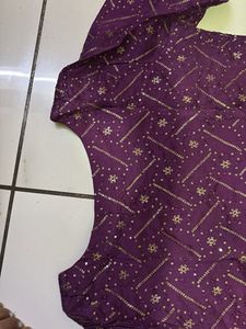 Purple Embroidered Sharara Suit