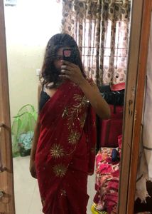 Red Embellished Saree
