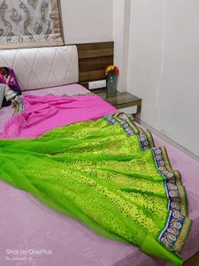 Pink &amp; Green Saree