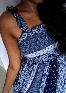 Blue And White Floral Design Maxi Dress