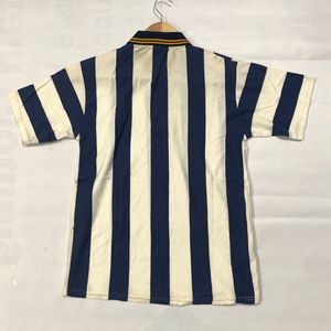 Navy Blue &amp; White Striped Kids’ Polo T-Shirt 9-10