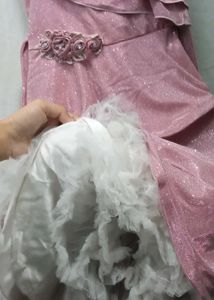 Elegant Pink Girls  Heavy Dress Gown Barbie Doll