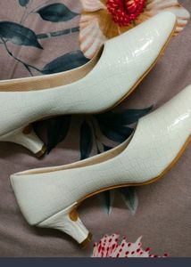 White Croc Kitten Heels