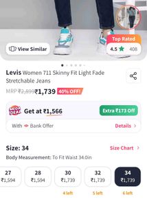 Levis Women 711 Skinny Fit Light Fade Stretchable