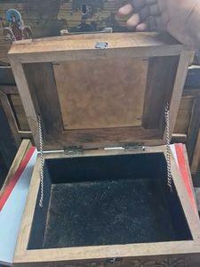 Vintage Wooden Box with Tile Inlay