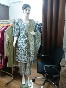 Cotton Kurti Pant Dupatta Set