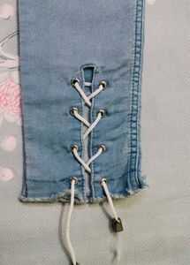 Lace-Up Hem Jeans