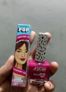 Nykaa Insta Like Nail Polish & Sugar Pop Lipstick