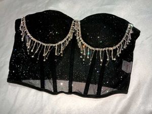 Brand New ( Urbanic)Black Sequined Mesh Corset Top