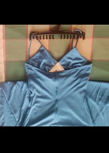 Blue Geometric Evening Gown