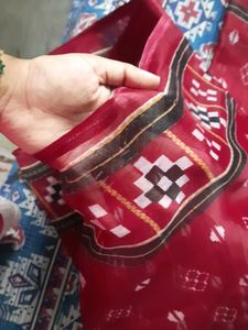 Red Patterned sambalpuri Saree