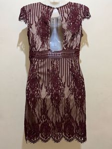 FOREVER21 Burgundy Lace Overlay Dress