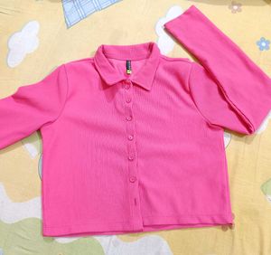 Tokyo Talkies Shirt Style Crop Top