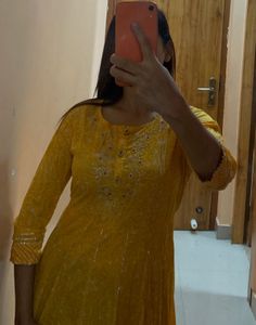 Yellow Embroidered Kurta Dress
