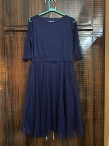 Navy Blue Fit And Flare Dress