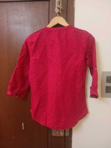 Pure Cotton Cute Pink Top, Size-S
