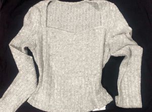 Gray Long Sleeve Top