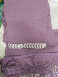 Embroidered Purple kurta with bottom