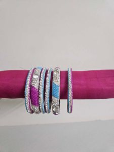 Metal Crystal Bangle Set - Pair Of 2