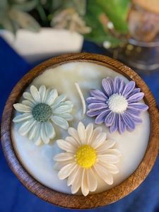 Floral Wooden Wick Candle
