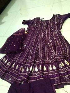 Purple Embroidered Anarkali Suit