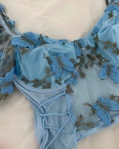 Blue Butterfly Corset Top