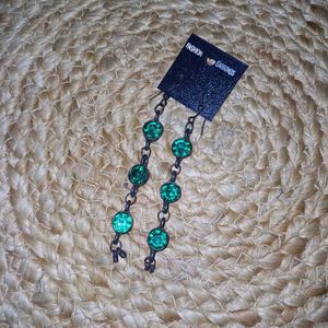 Cocktail Earrings WithEmerald Green Stones