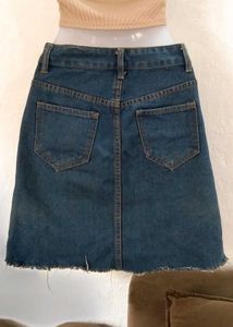 Denim Button-Front Skirt